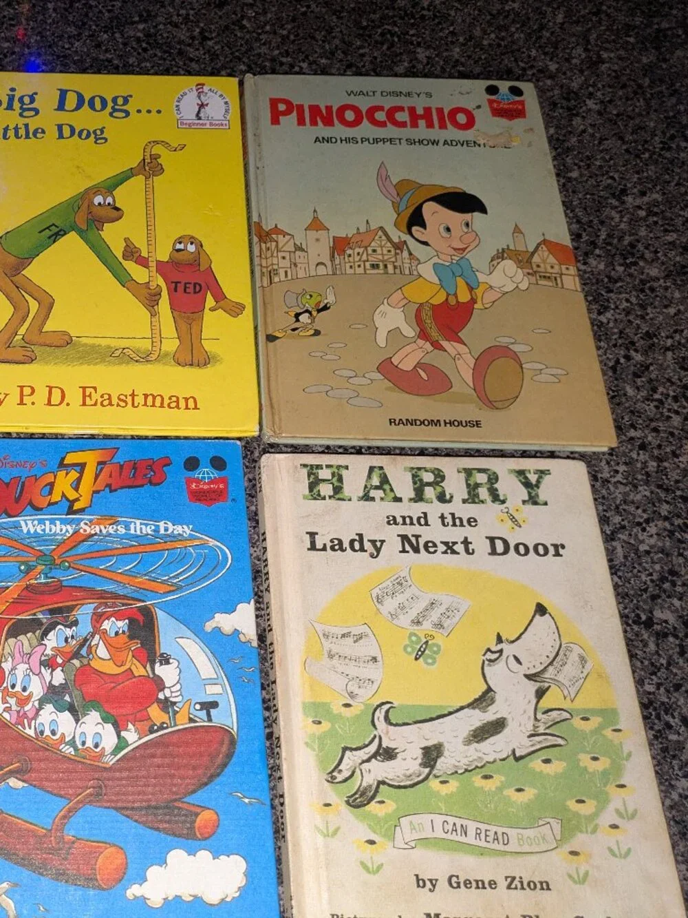 Six Children's Books Lot Curious George, Pinocchio, Danny & Dinosaur